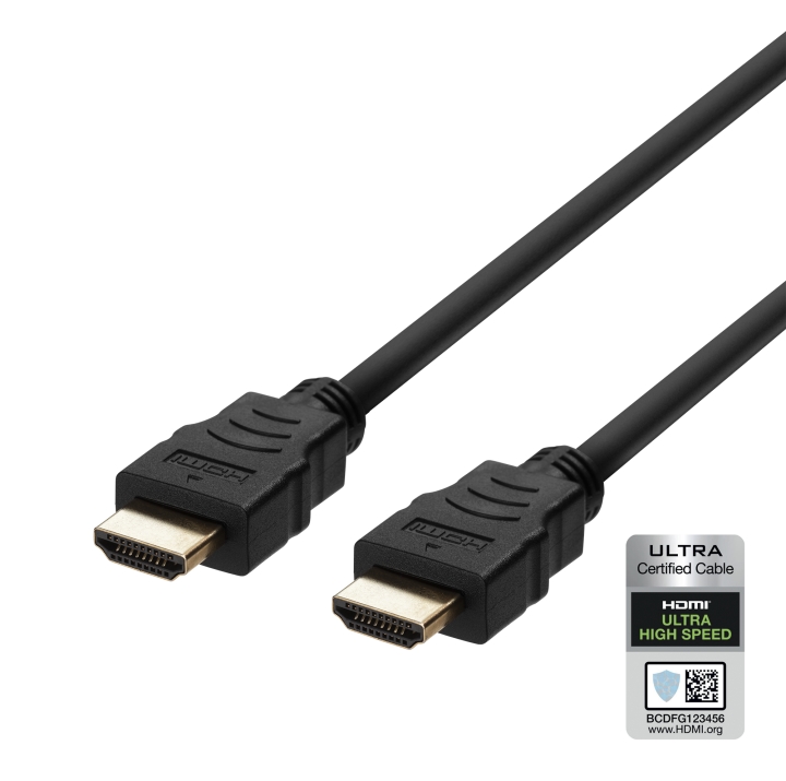 DELTACO Ultra High Speed HDMI-kabel, 3m, eARC, QMS, 8K vid 60Hz, 4K vid 120Hz