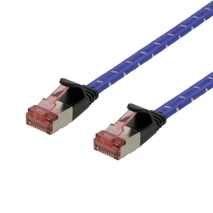 DELTACO U/FTP Tough Flat Cat6a patchkabel, 1,5m, flertrådig kärna