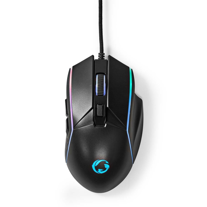 Nedis Gaming Mus | Trådbundet | 800 / 1200 / 2400 / 3200 / 4800 / 7200 dpi | Justerbar DPI | Antal knappar: 6 | Högerhänt