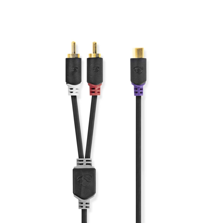 Nedis Stereoljudkabel | 2x RCA Hane | RCA Hona | Guldplaterad | 0.20 m | Rund