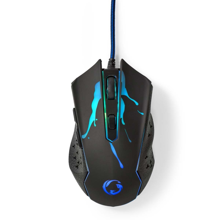 Nedis Gaming Mus | Trådbundet | 1200 / 1800 / 2400 / 3600 dpi | Justerbar DPI | Antal knappar: 6 | Programmerbara knappar | Högerhänt