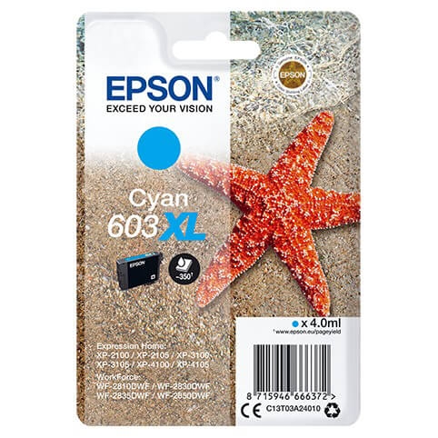 EPSON Bläck C13T03A24010 603XL Cyan, Sjöstjärna