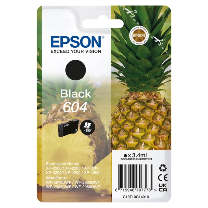 EPSON Bläck C13T10G14010 604 Svart, Ananas