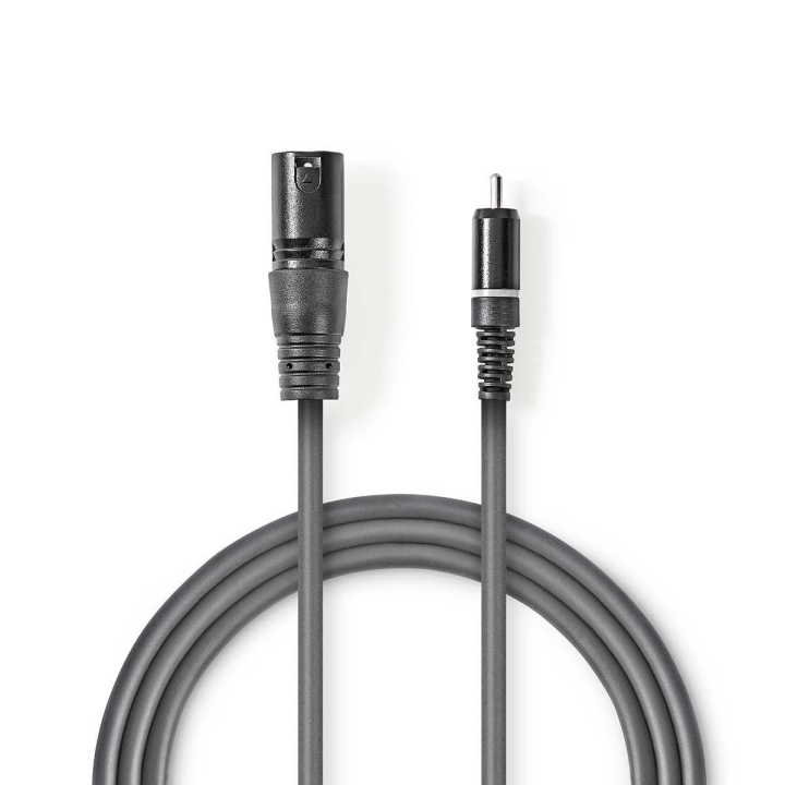Nedis Obalanserad ljudkabel | XLR 3-stifts hane | RCA Hane | Nickelplaterad | 3.00 m | Rund | PVC