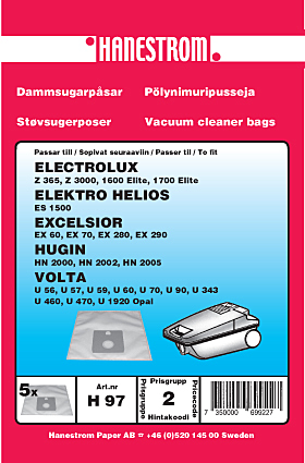 hanestroem Dammsugarpåsar Hanestrom Electrolux Z 365