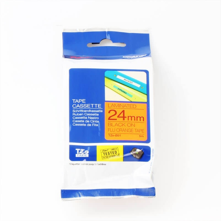 Brother Tape TZE-B51 24mm Svart på Fluorescerande