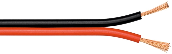 Goobay Högtalarkabel röd;svart CU 25 m rulle, tvärsnitt 2 x 0,5 mm²