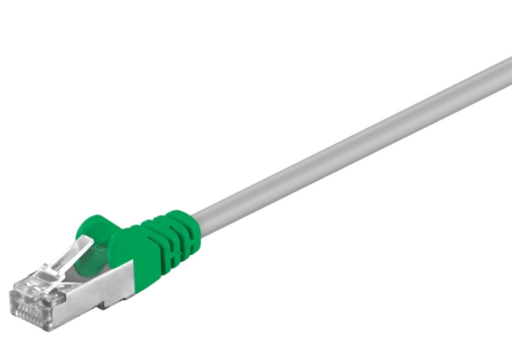 Goobay CAT 5e korsad patchkabel, F/UTP, grå, grön kopparklädd aluminiumtråd (CCA)