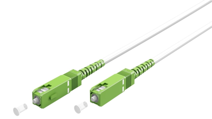 Goobay Fiberoptisk kabel (FTTH), Singlemode (OS2) White, vit (Simplex), 3 m plugg SC-APC (8°) > plugg SC-APC (8°), halogenfri kabelhölje (LSZH)