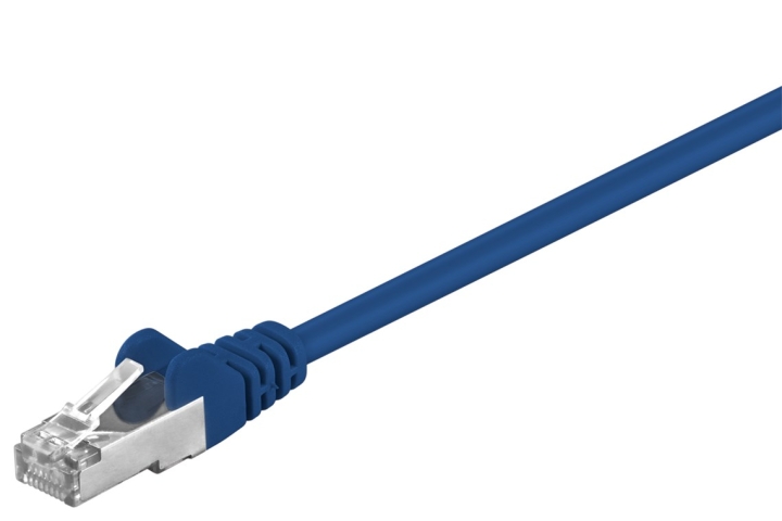 Goobay Patchkabel CAT 5e, SF/UTP, blå, 0,5 m kopparklädd aluminiumtråd (CCA)
