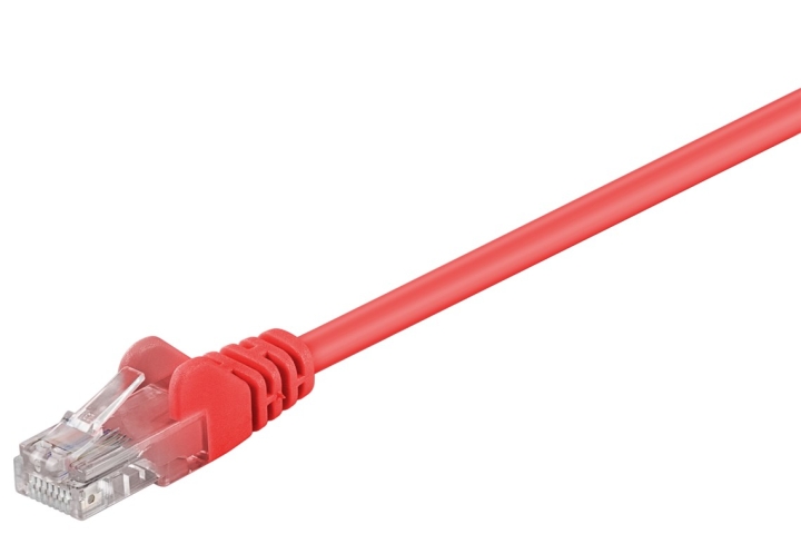 Goobay Patchkabel CAT 5e, U/UTP, röd, 3 m kopparklädd aluminiumtråd (CCA)