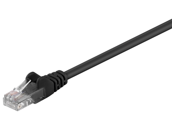 Goobay Patchkabel CAT 5e, U/UTP, svart, 0,25 m kopparklädd aluminiumtråd (CCA)