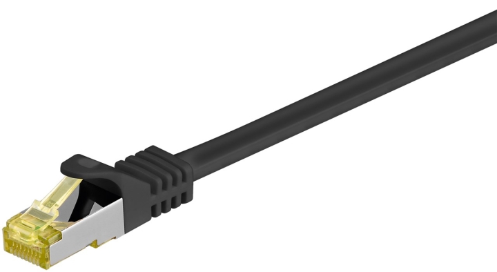 Goobay RJ45 patchkabel S/FTP (PiMF), 500 MHz, med CAT 7 råkabel, svart, 3 m LSZH halogenfri kabelhölje, koppar, RJ45-kontakt (CAT 6A)