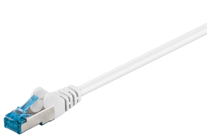 Goobay Patchkabel CAT 6A, S/FTP (PiMF), vit, 1 m opparledare (CU), halogenfri kabelhölje (LSZH)