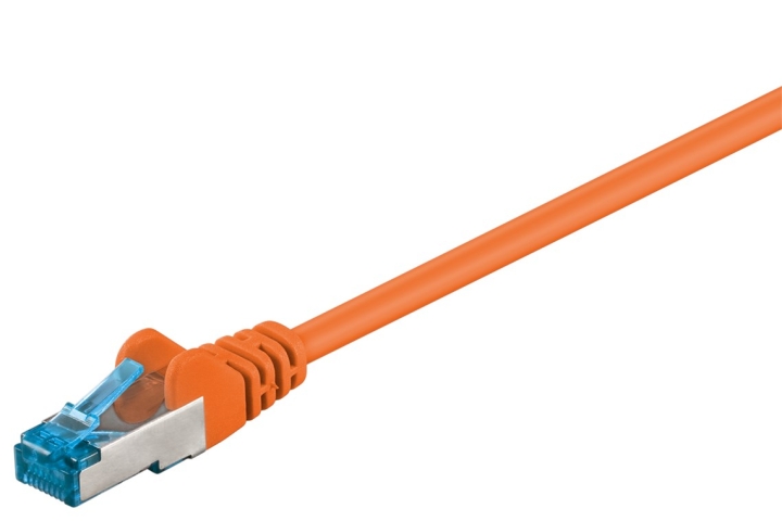 Goobay Patchkabel CAT 6A, S/FTP (PiMF), orange, 10 m opparledare (CU), halogenfri kabelhölje (LSZH)