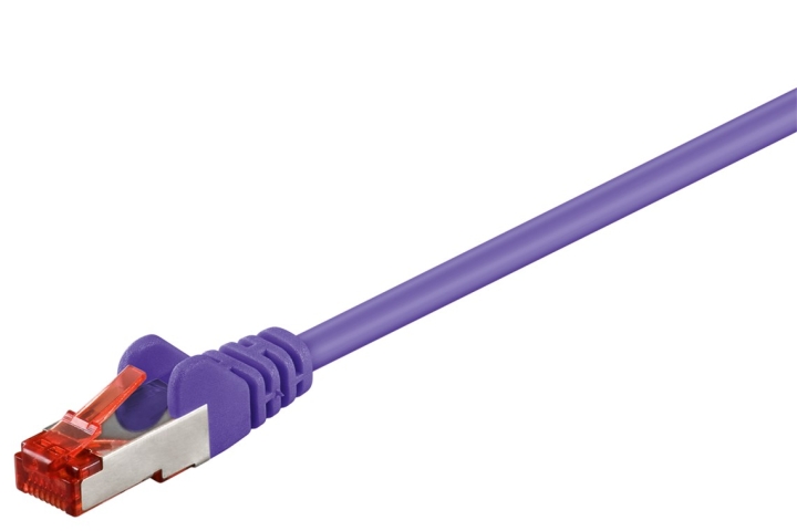 Goobay Patchkabel CAT 6, S/FTP (PiMF), violett, 1,5 m kopparledare (CU), halogenfri kabelhölje (LSZH)