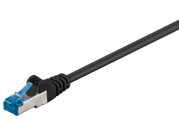Goobay Patchkabel CAT 6A, S/FTP (PiMF), svart, 1,5 m opparledare (CU), halogenfri kabelhölje (LSZH)
