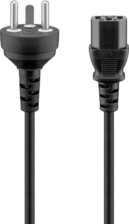 Goobay IEC-kabel Danmark typ K, 2 m, svart Danmarksplugg (typ K, IEC 60906-1) > C13 apparatuttag (IEC-kontakt)