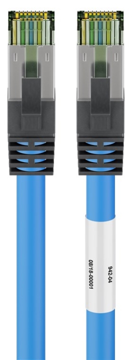 Goobay RJ45 (CAT 6A, 500 MHz) patchkabel med CAT 8.1 S/FTP rå kabel, blå 99,9 % syrefri kopparledare (OFC), AWG 24, halogenfri kabelhölje (LSZH), 25 m