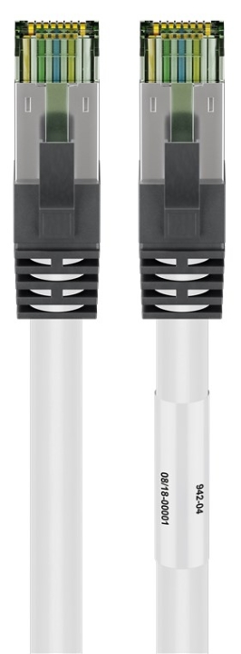 Goobay CAT 8.1 Patchkabel, S/FTP (PiMF), vit 99,9 % syrefri kopparledare (OFC), AWG 24, halogenfri kabelhölje (LSZH), 0.25 m