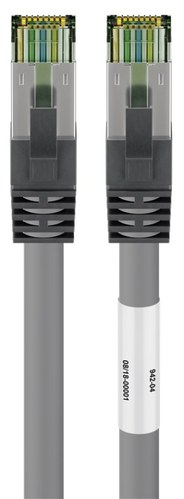 Goobay CAT 8.1 Patchkabel, S/FTP (PiMF), grå 99,9 % syrefri kopparledare (OFC), AWG 24, halogenfri kabelhölje (LSZH), 0.25 m
