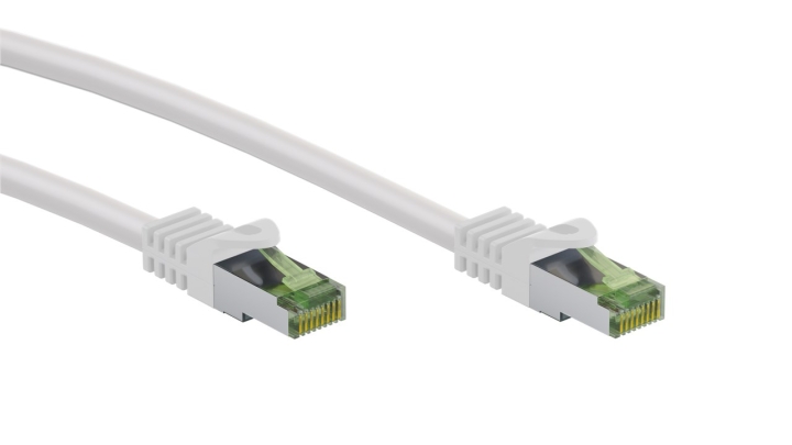Goobay GHMT-certifierad CAT 8.1 patchkabel, S/FTP (PiMF), vit kopparledare, LSZH halogenfri kabelhölje, 2 m