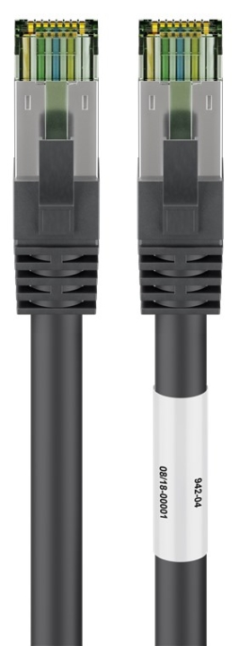 Goobay Patchkabel CAT 8.1, S/FTP (PiMF), svart 99,9 % syrefri kopparledare (OFC), AWG 24, halogenfri kabelhölje (LSZH), 2 m