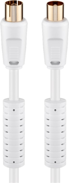 Goobay Antennkabel med ferrit (80 dB), dubbelskärmad guldpläterad, koaxial-plugg > koaxial-uttag (helt skärmad), 3.5 m