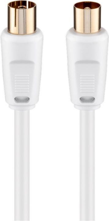 Goobay Antennkabel (80 dB), dubbelskärmad guldpläterad, koaxial-plugg > koaxial-uttag (helt skärmad), 1.5 m