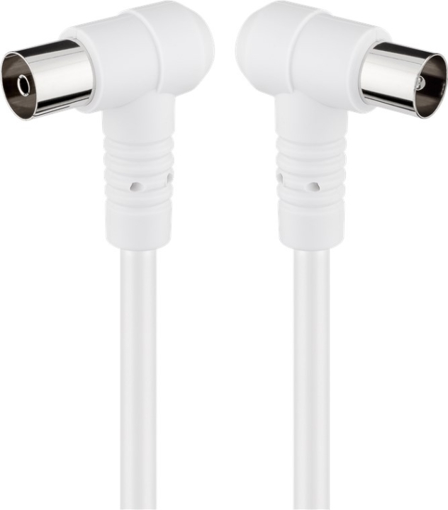 Goobay Vinklad antennkabel (80 dB), dubbelskärmad koaxial-plugg 90° > koaxial-uttag 90°, 2.5 m