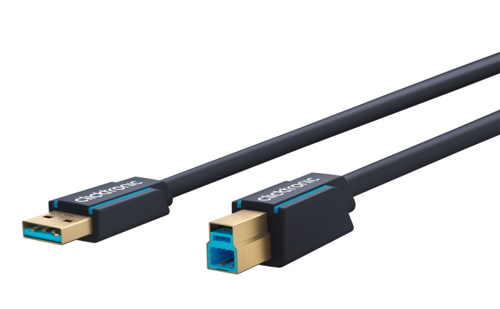 ClickTronic Adapterkabel från USB-A till USB-B 3.0 Premiumkabel | USB A-kontakt USB B 3.0-kontakt