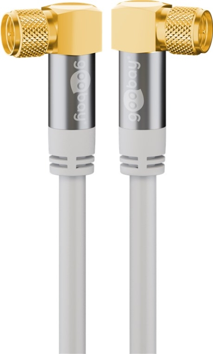 Goobay SAT-antennkabel (135 dB), 4x skärmad guldpläterad, F-plugg 90° > F-plugg 90°, 10 m