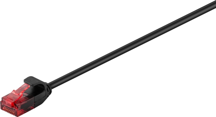 Goobay CAT 6 smal patchkabel, U/UTP, svart kopparledare (CU), 10 m