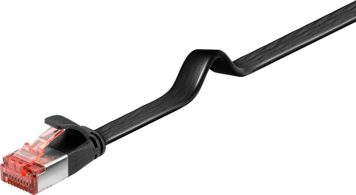 Goobay CAT 6 platt patchkabel, U/FTP, svart kopparledare (CU), 0.25 m