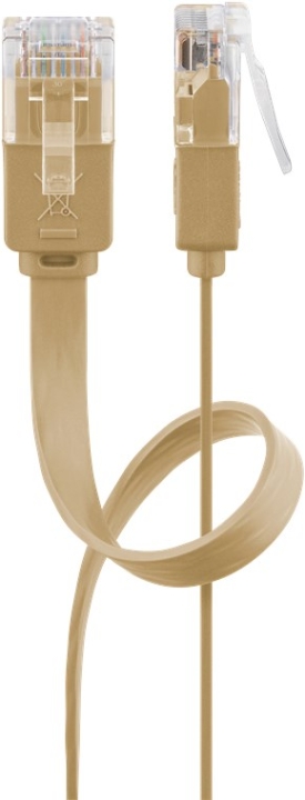 Goobay CAT 6 platt patchkabel, U/UTP, ljusbrun kopparledare (CU), 2 m