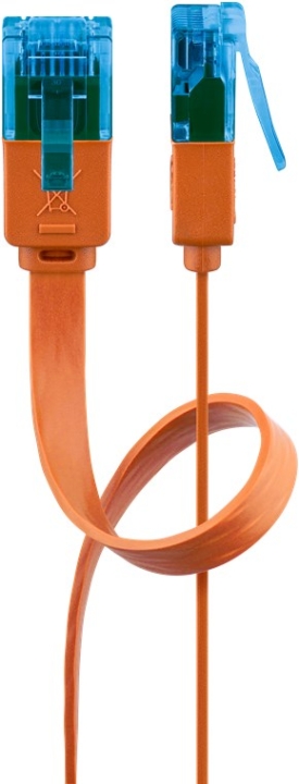 Goobay CAT 6A platt patchkabel, U/UTP, orange kopparledare (CU), 2 m