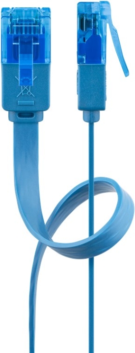 Goobay CAT 6A platt patchkabel, U/UTP, blå kopparledare (CU), 3 m