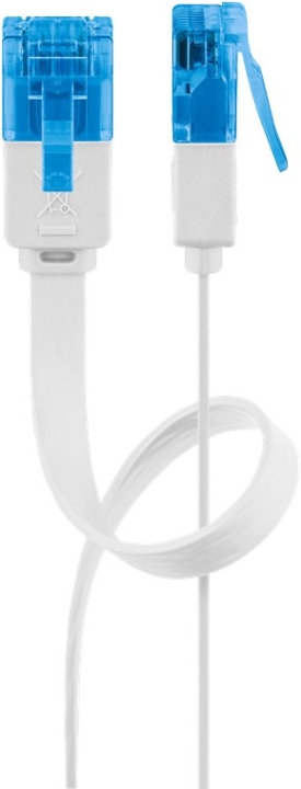 Goobay CAT 6A platt patchkabel, U/UTP, vit kopparledare (CU), 15 m