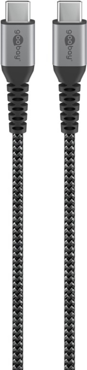 Goobay USB-C™-till-USB-C™-textilkabel med metallkontakter 1 m elegant och extra robust anslutningskabel för enheter med USB-C™-port