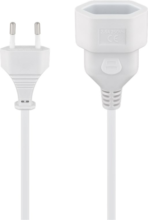 Goobay Förlängningskabel Europlug, 5 m, vit Europlug (typ C, CEE 7/16) > Europeiskt uttag