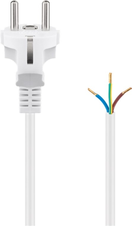 Goobay Kabel för skyddskontakt för montering, 1,5 m, vit stickkontakt med skyddsjord (typ F, CEE 7/7) > lösa kabeländar