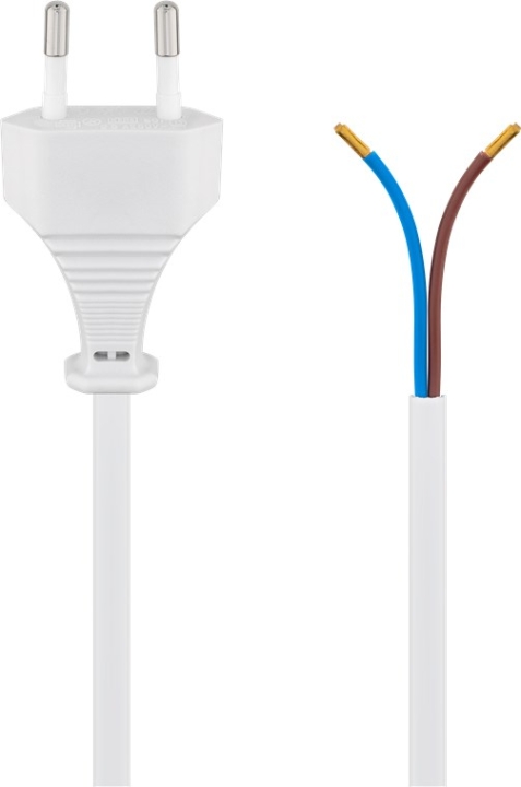Goobay Kabel med euro-kontakt för montering, 1,5 m, vit Euro-kontakt (typ C, CEE 7/16) > lösa kabeländar