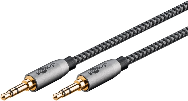 Goobay Ljudanslutningskabel AUX, 3,5 mm stereo, 3 m, Sharkskin Grey Pawl 3,5 mm plugg (3-stift, Stereo) > Pawl 3,5 mm plugg (3-stift, Stereo)