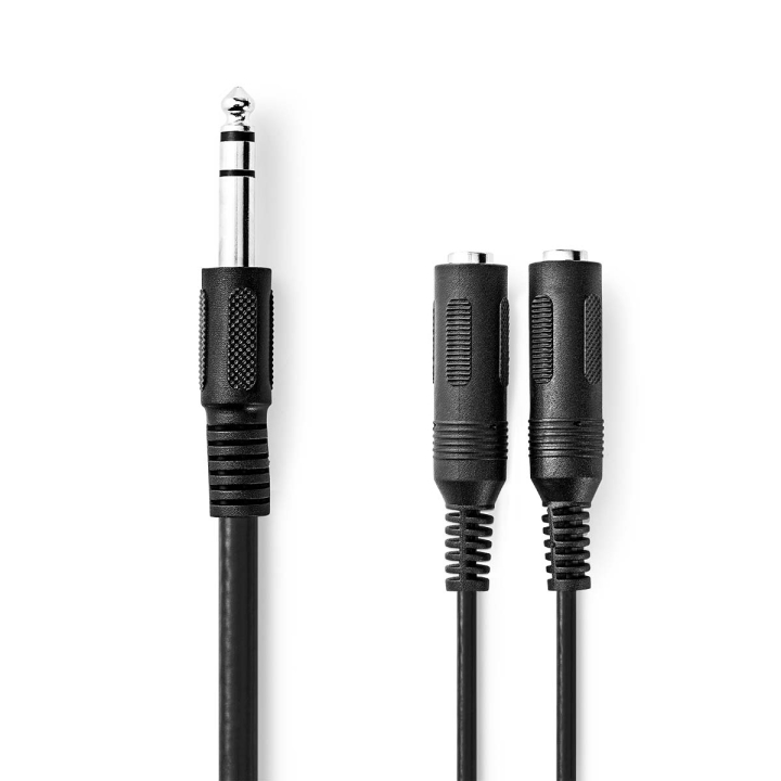 Nedis Stereoljudkabel | 6.35 mm Hane | 2x 6.35 mm Hona | Nickelplaterad | 0.20 m