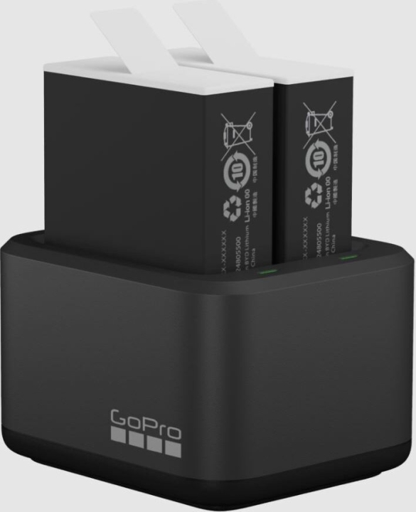 GoPro HERO12, HERO11 HERO10 & HERO9 Enduro Batteri -laddare och två batterier