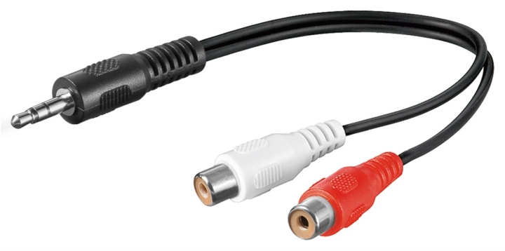 Goobay Adapter för ljudkabel 3,5 mm, plugg till stereo RCA-uttag Pawl 3,5 mm plugg (3-stift, Stereo) > 2x RCAuttag (ljud vänster / höger)