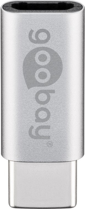 Goobay Adapter USB-C™ till USB 2.0 Micro-B, silver USB-C™ plugg > USB 2,0 mikro uttag (typ B)