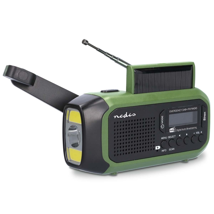 Nedis Nödradio | Portabel design | DAB+ / FM | Batteridriven / Handvev / Solar Powered / USB ström