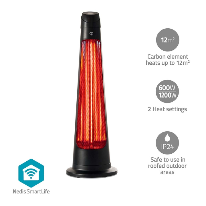 Nedis SmartLife Patio värmare | Wi-Fi | 1200 W | 2 Värmeinställningar | Svängning | Skydd för att ramla