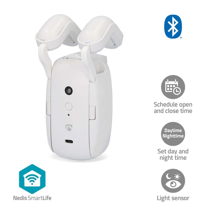 Nedis SmartLife Robot med Gardin | Stångskena | Draperier / Gardiner | Batteridriven / USB ström